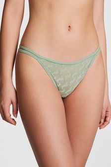 Victoria's Secret PINK Iceberg Green Thong Flocked Mesh Strappy Knickers (K89091) | €10.50
