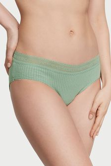 Victoria's Secret Seasalt Green Drop Needle Pointelle Hipster Logo Cotton Knickers (K89122) | €11