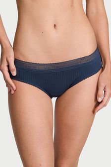 Pointelle aiguille bleu marine noir - Culotte Victoria’s Secret en coton à logo (K89136) | €11
