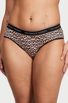 Коричневый с леопардовым принтом Основные инстинкты - Трусы с логотипом Victoria's Secret (K89141) | €12