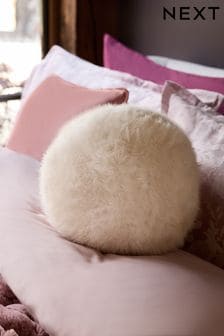 Ivory Cosy Faux Fur Ball Cushion (K90072) | €17