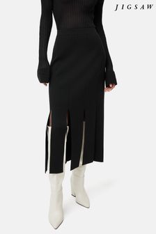 Jigsaw Knitted Split Hem Black Skirt (K90079) | €224