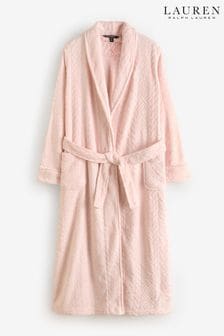 Lauren Ralph Lauren Pink Shawl Collar Long Robe Dressing Gown (K90203) | $170