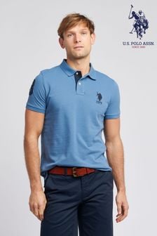 Nebeško modra - Roza moška polo majica iz pikeja standardnega kroja U.S. Polo Assn. Player 3 (K90240) | €63