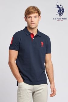 Mornarsko modra - Roza moška polo majica iz pikeja standardnega kroja U.S. Polo Assn. Player 3 (K90255) | €63