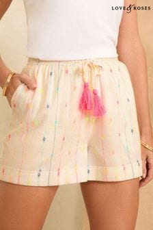 Love & Roses Embroidered Elasticated Trim Detail Shorts (K90270) | $51