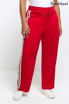 Красный - Черные повседневные спортивные брюки с широкими штанинами по бокам River Island Plus (K90294) | €25