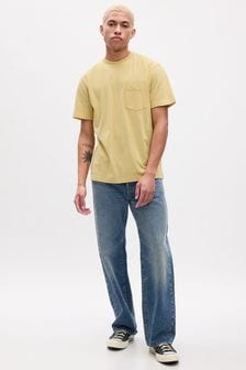 Gelb - Gap Original Kurzärmeliges T-Shirt mit Rundhalsausschnitt und Tasche (K90385) | 22 €