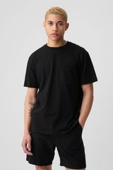 Schwarz - Gap Original Kurzärmeliges T-Shirt mit Rundhalsausschnitt und Tasche (K90425) | 22 €