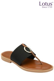 Lotus Black Toe Thong Sandals (K90495) | $72
