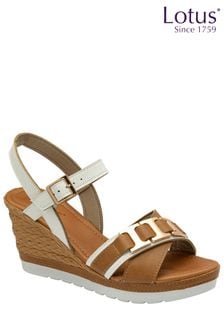 Lotus White Casual Wedge Sandals (K90515) | $72