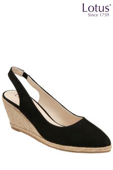 Lotus Black Sling Back Wedge Espadrille Shoes (K90523) | kr920