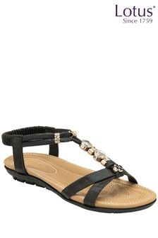 Negru - Lotus Casual Open Toe Holiday Sandals (K90538) | 269 LEI
