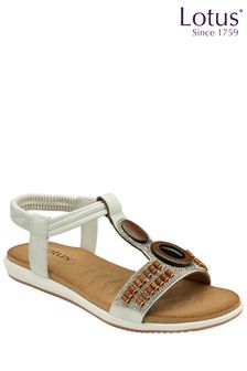 Lotus White Casual Low Wedge Sandals (K90539) | €62