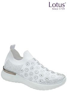 Lotus White Casual Knit Trainers (K90549) | kr584