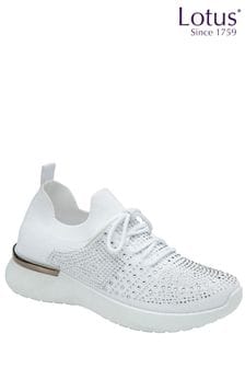 Lotus White Casual Knit Trainers (K90551) | €64