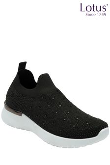 Lotus Black Casual Knit Trainers (K90555) | kr820