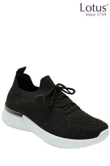 Lotus Black Casual Knit Trainers (K90556) | €71