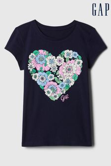Azul marino con corazón - Camiseta de manga corta con cuello redondo y diseño de Gap (4-13 años) (K90617) | 14 €