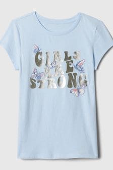 Azul con mariposa - Gap Slogan Graphic Crew Neck Short Sleeve T-shirt (4-13yrs) (K90638) | 14 €