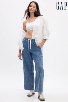 Gap Mid Blue Cargo High Waisted Pull On Jeans (K90664) | €62