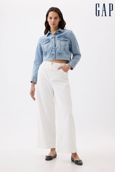 Gap White High Waist Wide Leg Cropped Jeans (K90686) | €57