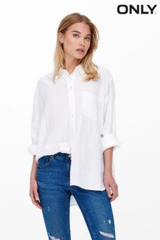 ONLY White Linen Blend Shirt (K90725) | ₪ 140