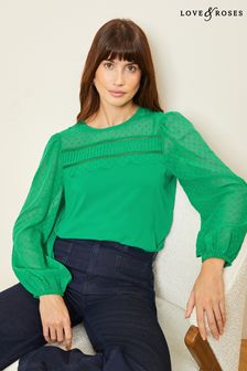 Ярко-зеленый - Love & Roses трикотажная блузка с длинными рукавами (K90837) | €44