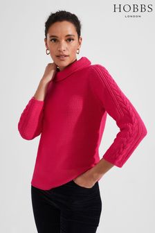 Hobbs Pink Camilla Cable Jumper (K91058) | ₪ 397