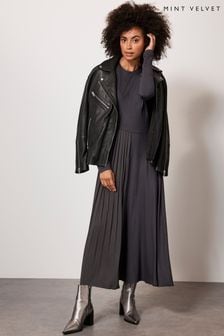 Mint Velvet Grey Jersey Pleat Midi Dress (K91072) | LEI 651