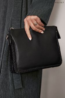 Mint Velvet Black Leather Crossbody Bag (K91116) | 638 QAR