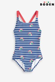 Boden Blue Cross-back Printed Rainbow Swimsuit (K91177) | $27 - $30