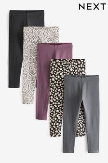 Mono Spot/Black/Charcoal Grey Leggings 5 Pack (3-16yrs) (K91387) | $34 - $48