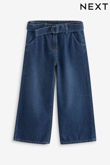 Denim Dark Wash Wide Leg Jeans With Belt (3-16yrs) (K91499) | KRW36,300 - KRW47,000