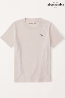 كريمي - Abercrombie & Fitch Plain Small Logo T-shirt (K91655) | 83 ر.س