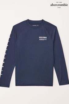 Abercrombie & Fitch Blue Long Sleeve Logo Rash Vest