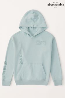 Abercrombie & Fitch Blue Relaxed Fit Graphic Hoodie