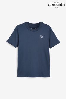T-shirt Abercrombie & Fitch bleu uni à petit logo