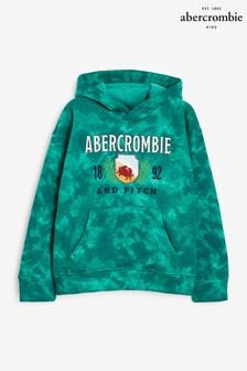 Sweat à capuche Abercrombie & Fitch vert à logo tie-dye (K91681) | €48