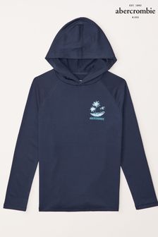 Abercrombie & Fitch Blue Hooded Long Sleeve Logo Rash Hoodies (K91690) | €50