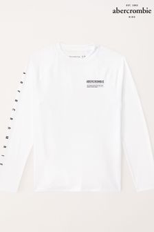 Abercrombie & Fitch Long Sleeve Logo Rash White Vest