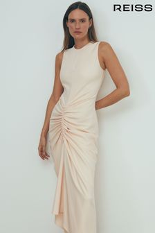 Nabrana opečnata srednje dolga obleka Atelier Felicity (K92199) | €450