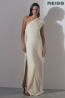 Reiss Off White Beatrice One-Shoulder Drape Back Maxi Dress (K92261) | 3,022 SAR