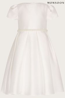 Monsoon White Pearl Belt Henrietta Dress (K92295) | $89 - $105