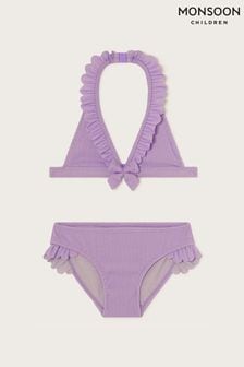 Monsoon Purple Sparkle Ribbed Bikini Set