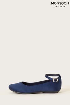 Monsoon Blue Ankle Strap Ballet Shoes (K92321) | $51 - $59