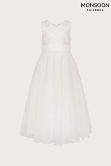 Monsoon White Tulle Bernadette Maxi Dress (K92360) | $132 - $154