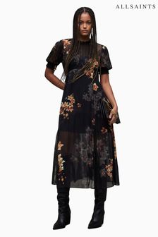 AllSaints Black Laverna Stargazer Dress (K92391) | 985 QAR