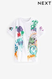 White Graffiti Short Sleeve Graphic T-Shirt (3-16yrs) (K92469) | $15 - $21