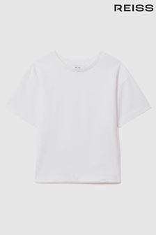 Reiss White Selby Teen Oversized Cotton Crew Neck T-Shirt (K92527) | 153 SAR
